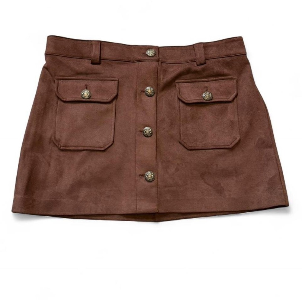 Joie Chocolate Brown Button Front Mini Skirt, Women's‎ Size 12